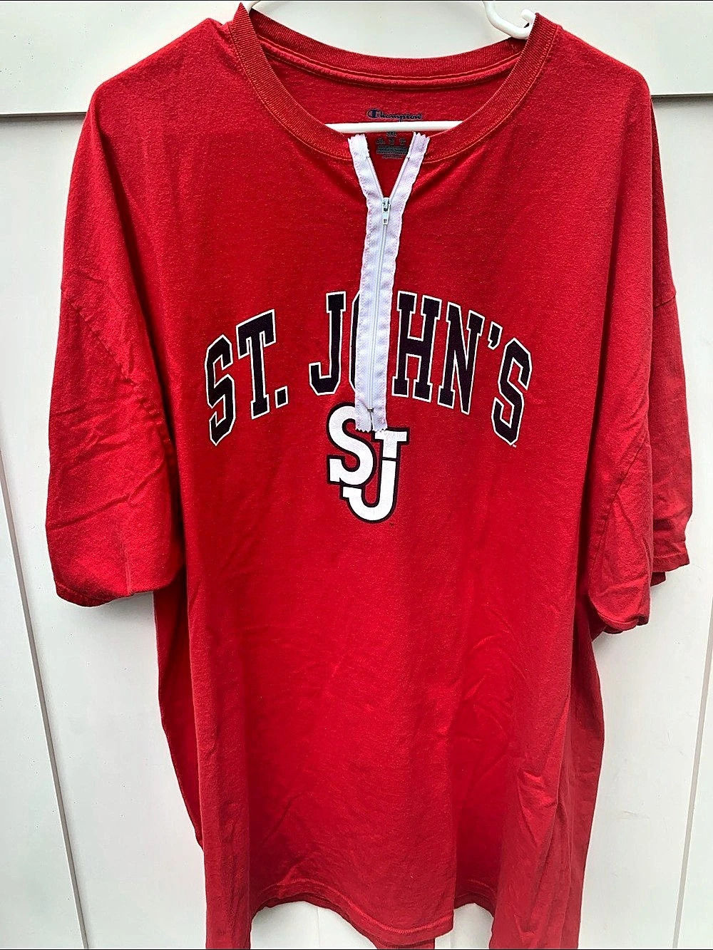 St. John's Red Tee With Neck Zipper 3XL By Champion